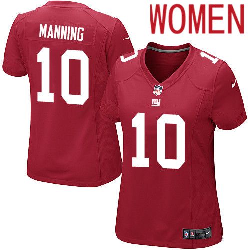 Women New York Giants #10 Eli Manning Nike Red Game NFL Jersey
